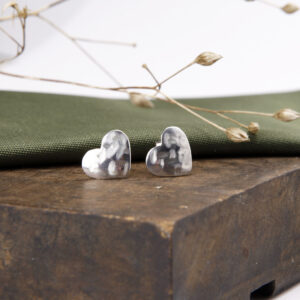 Heart studs, polished and textured finish
