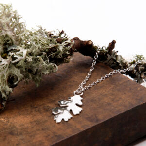 Polished silver lichen pendant