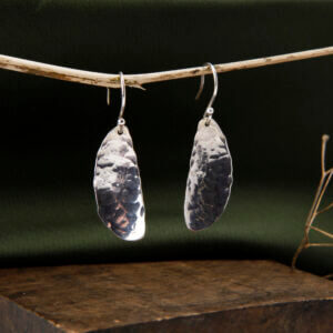 Silver spoon earrings-hammered finish