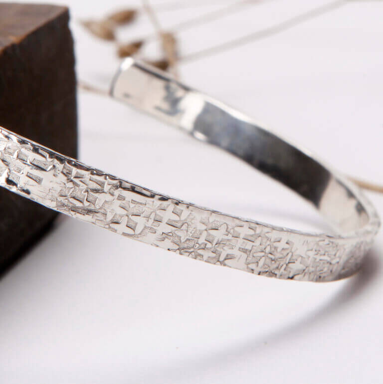 textured sterling silver bangle